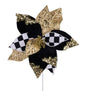 12.5"DIA POINSETTIA STEM BLACK/WHITE/GOLD