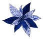 10"DIA X 4"H GLITTER/VELVET POINSETTIA WHITE/MULTI BLUE