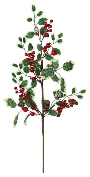 26"L HOLLY/BERRY/PINECONE SPRAY GREEN/RED/WHITE
