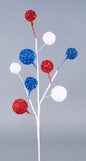 26"L GLITTER BALL SPRAY RED/WHITE/BLUE