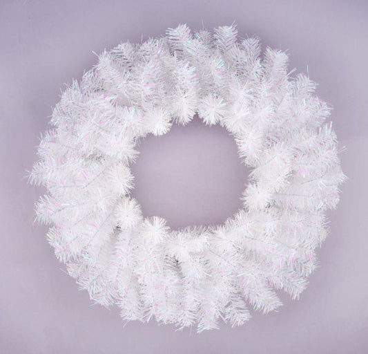 20" METALLIC WREATH IRIDESCENT WHITE