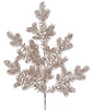 22"L GLITTER/SNOW SPRUCE SPRAY CHAMPAGNE/WHITE