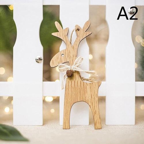 Xmas Tree Hanging DIY Wooden Ornaments Decal Elk