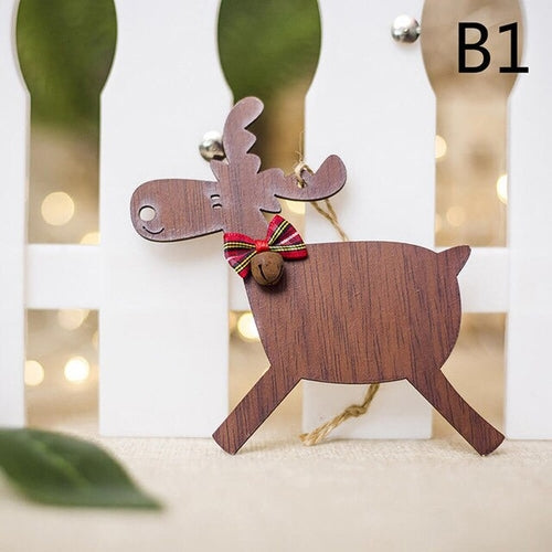 Xmas Tree Hanging DIY Wooden Ornaments Decal Elk