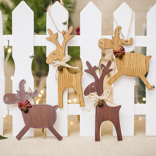 Xmas Tree Hanging DIY Wooden Ornaments Decal Elk