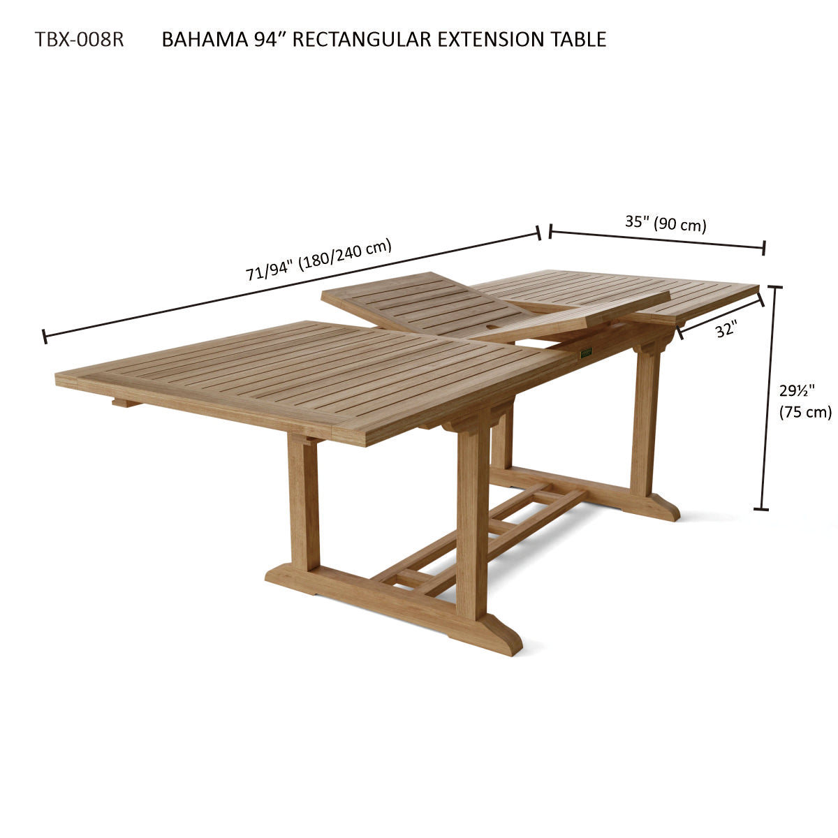 Bahama 94" Rectangular Extension Table
