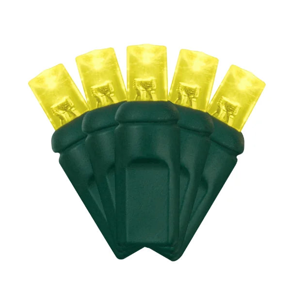 LED Mini Lights 5MM Yellow Static Green Wire - 6" Spacing