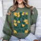 Yellow Floral Leaf Botanical, Vintage Boho, Nature Sweatshirt