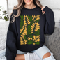 Yellow Leaf Botanical Pattern, Vintage Boho, Nature Sweatshirt