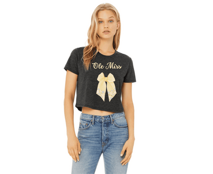 Customizable: Butter Yellow Floral Bow Cropped Tee