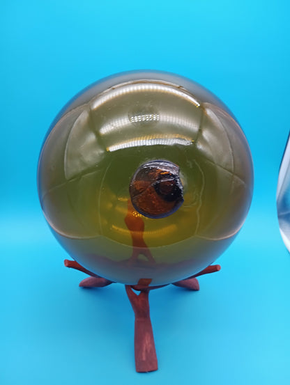 Yellow Norwegian Glass Fishing Float Coastal Decor 10.5 Inch