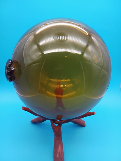 Yellow Norwegian Glass Fishing Float Coastal Decor 10.5 Inch