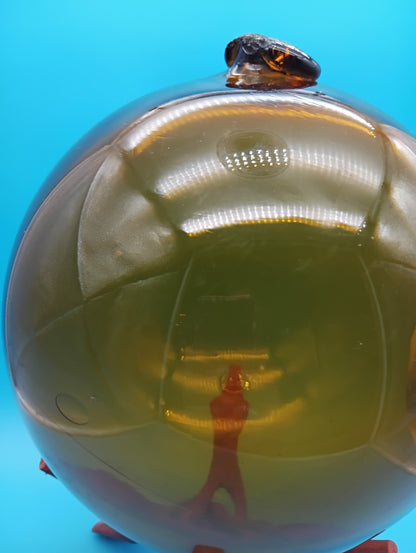 Yellow Norwegian Glass Fishing Float Coastal Decor 10.5 Inch