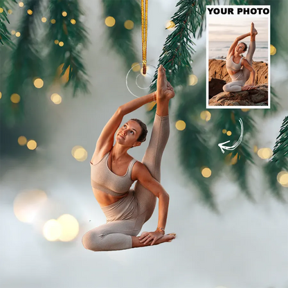 Personalized Custom Photo Ornament, Christmas Gifts For Yoga Lovers