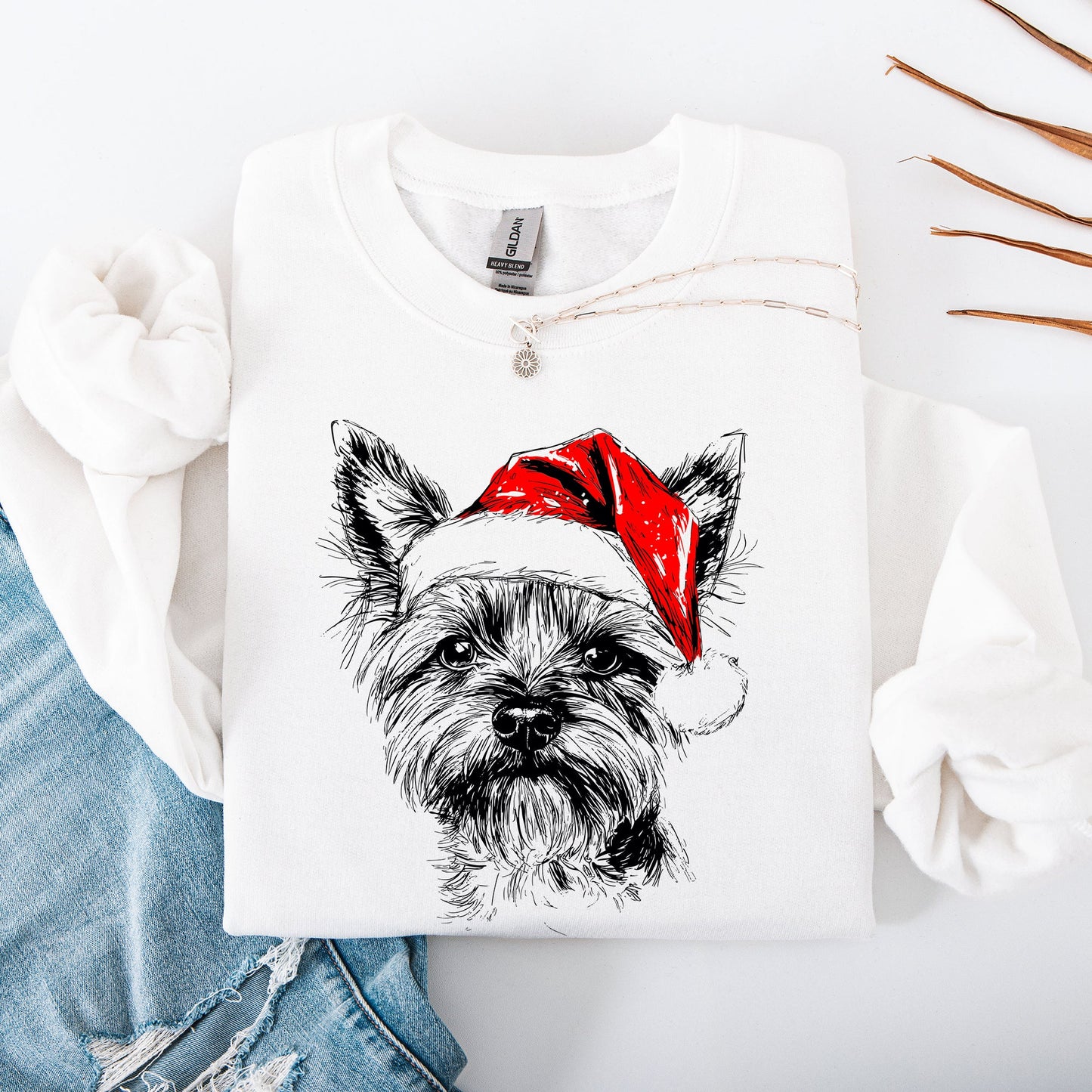 Yorkie, Santa, Yorkshire Terrier Dog, Christmas, Dog Lover, Pet Sweatshirt