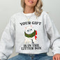 Your Gift Is In The Litter Box, Cat, Christmas, Naughty, Funny, Snow, Santa, Xmas Sweatshirt