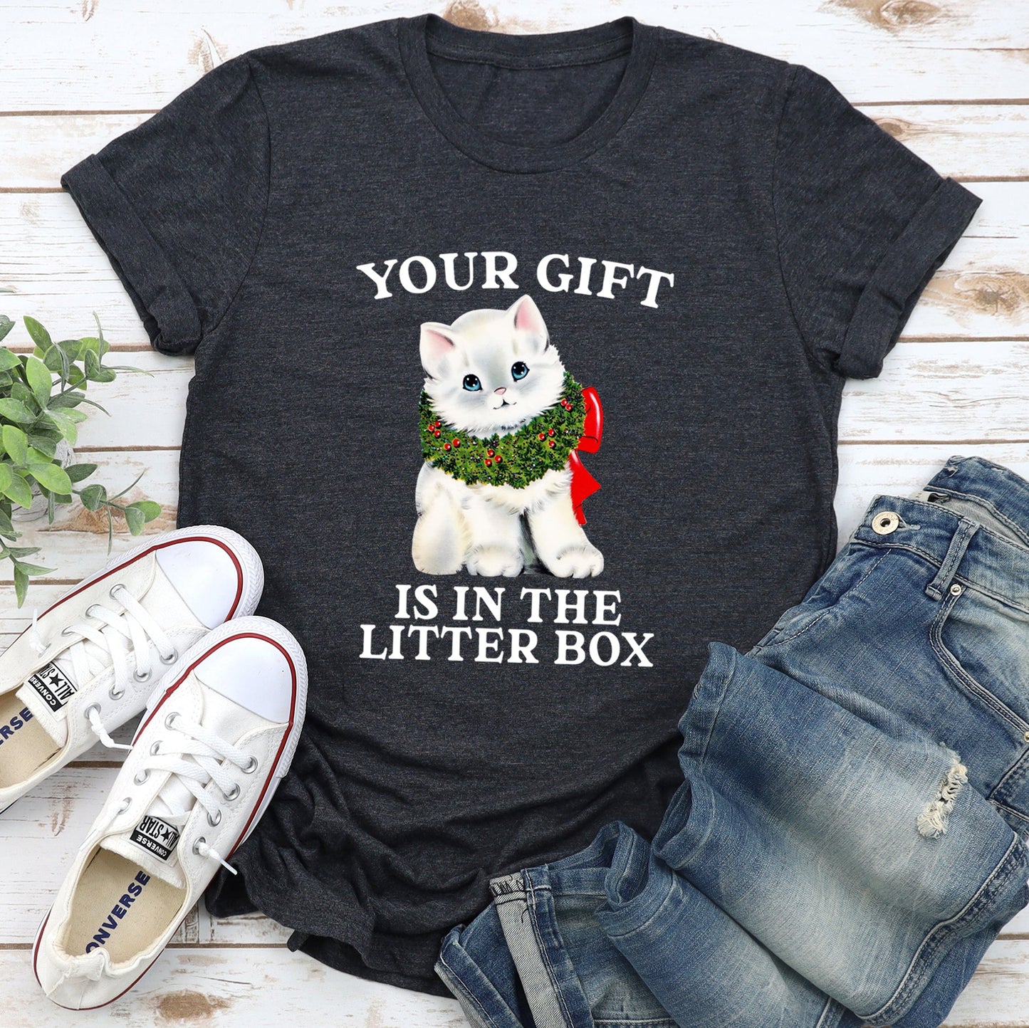 Your Gift Is In The Litter Box, Cat, Funny, Christmas, Naughty Super Soft Tees