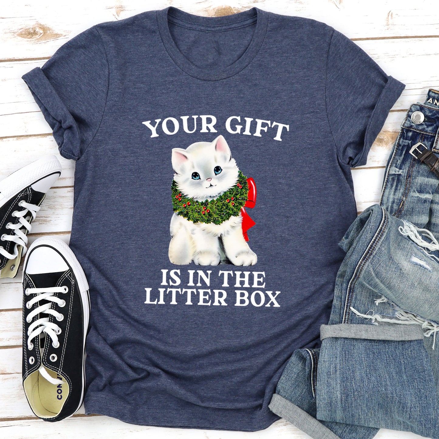 Your Gift Is In The Litter Box, Cat, Funny, Christmas, Naughty Super Soft Tees