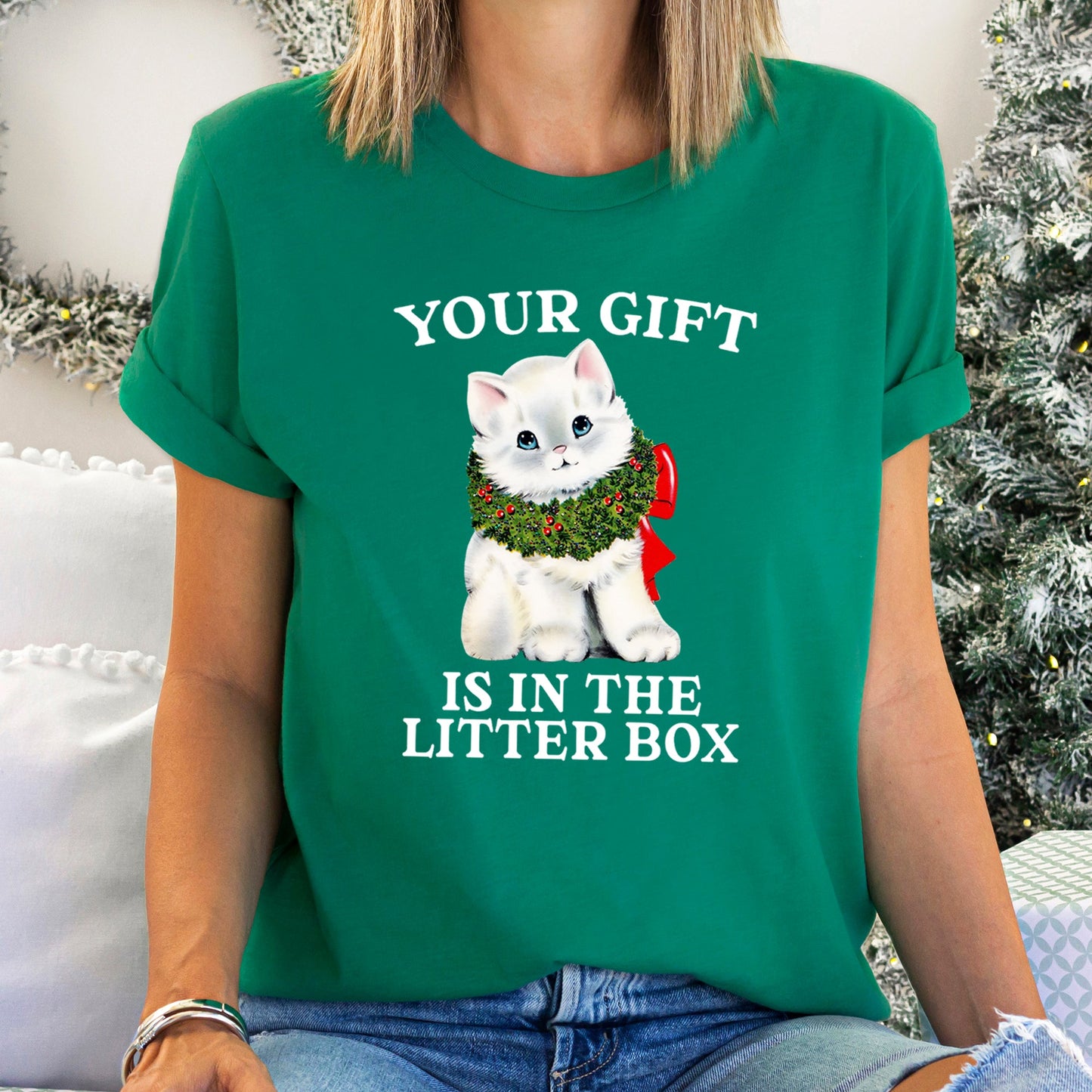 Your Gift Is In The Litter Box, Cat, Funny, Christmas, Naughty Super Soft Tees
