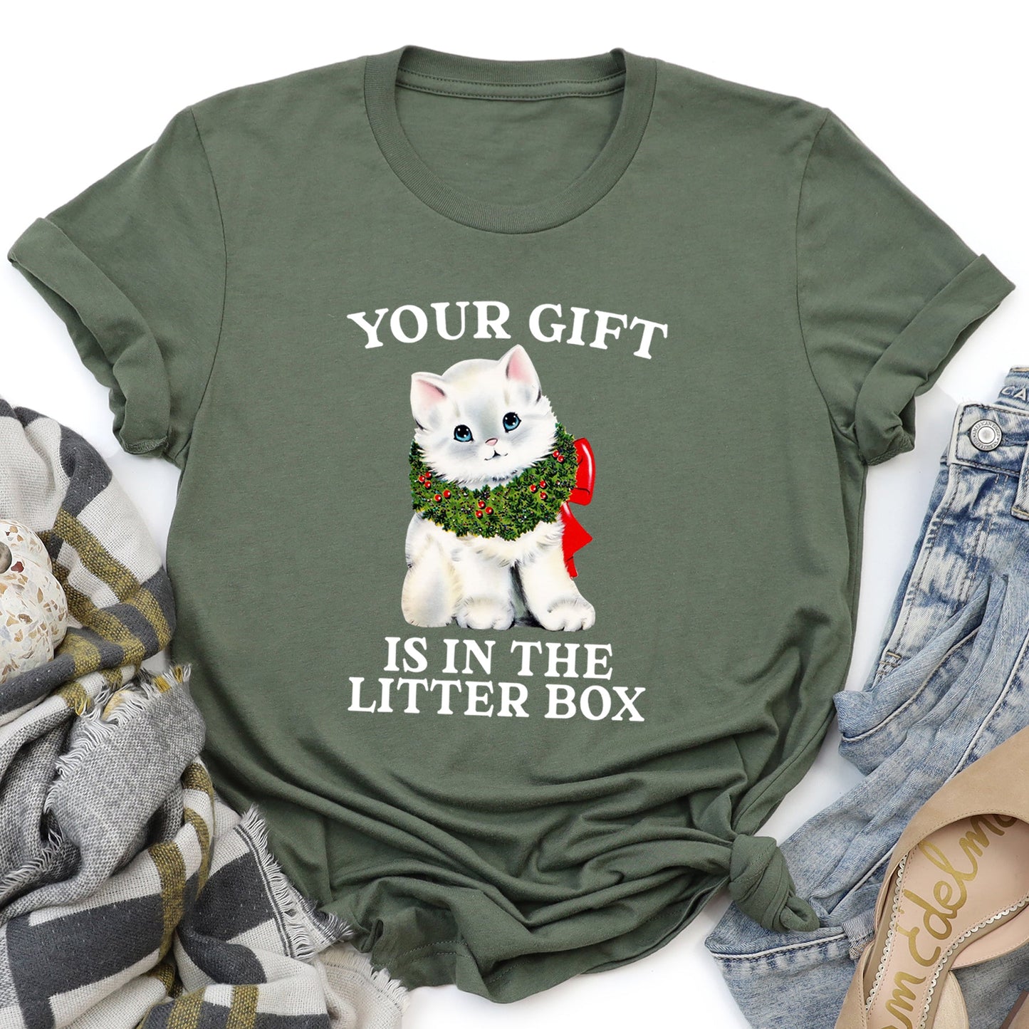 Your Gift Is In The Litter Box, Cat, Funny, Christmas, Naughty Super Soft Tees
