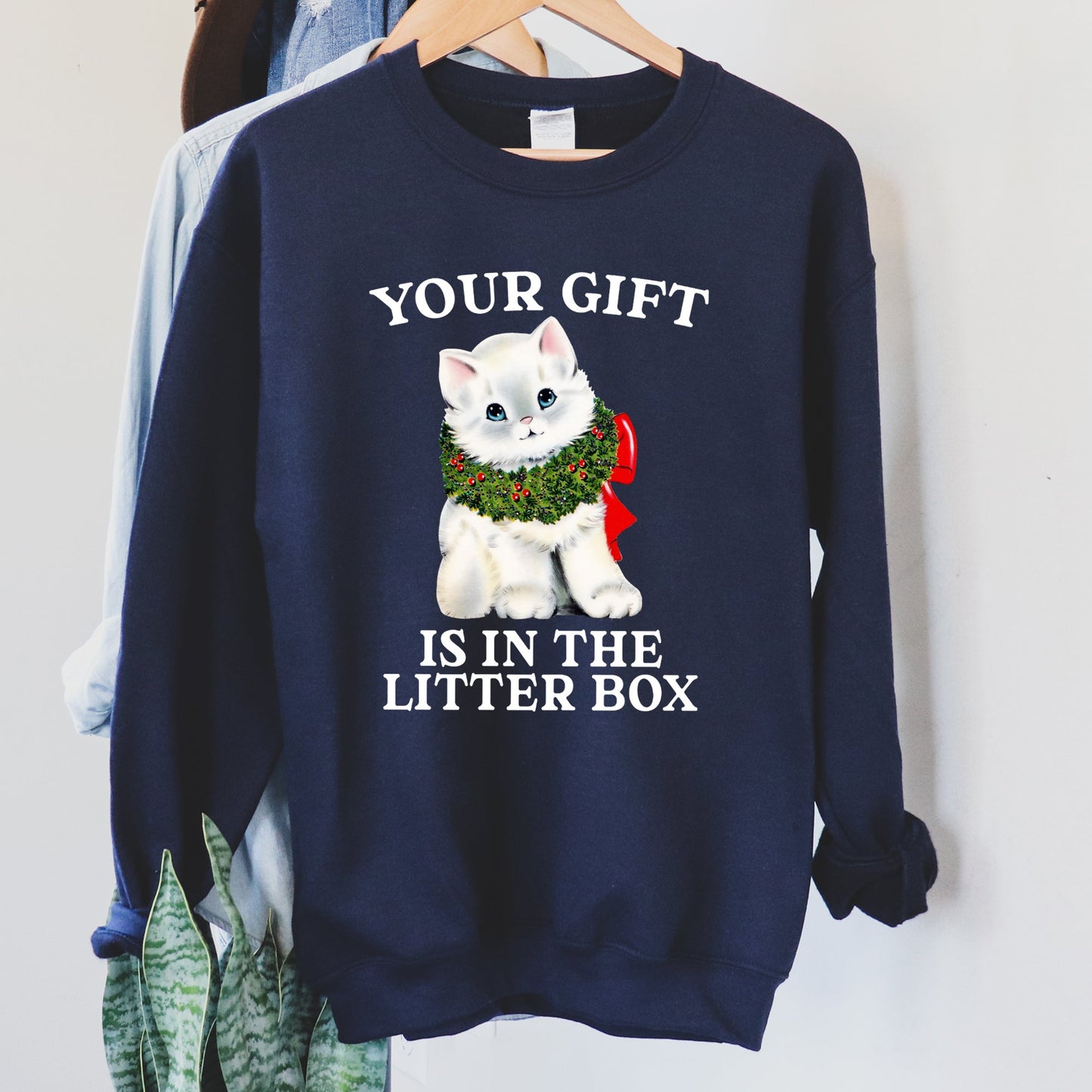 Your Gift Is In The Litter Box Cat Funny Christmas Sweatshirt