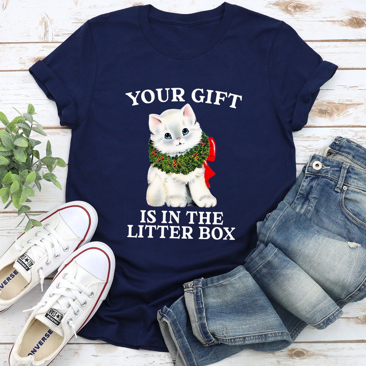 Your Gift Is In The Litter Box, Cat, Funny, Christmas, Naughty Super Soft Tees