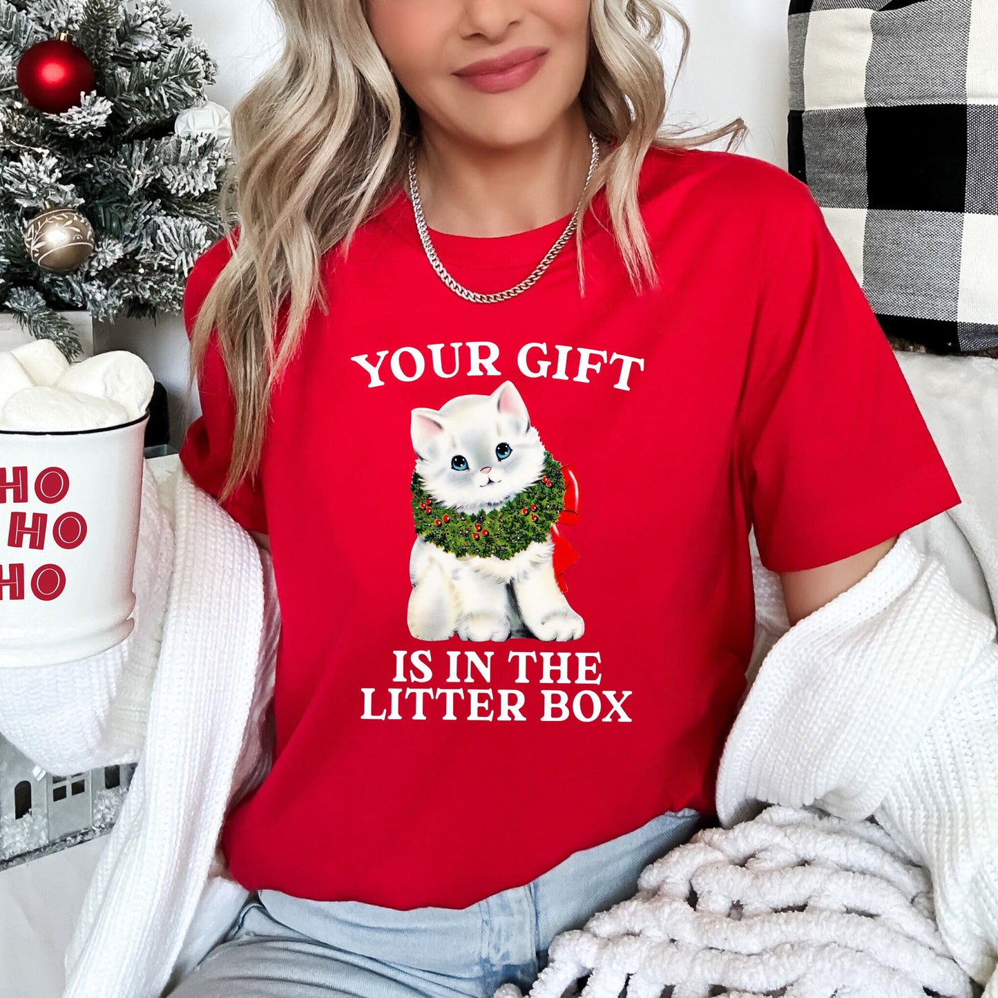 Your Gift Is In The Litter Box, Cat, Funny, Christmas, Naughty Super Soft Tees