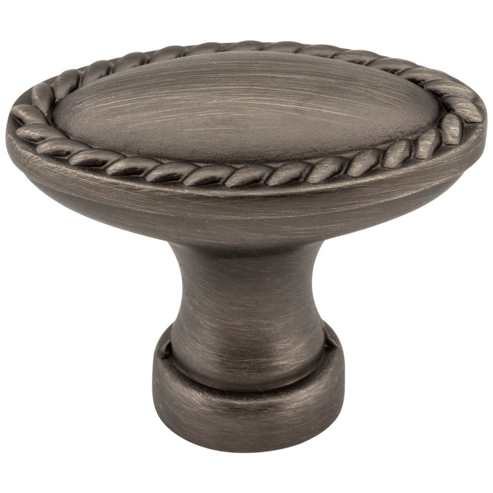 1-3/8" Overall Length Satin Nickel Oval Rope Detailed Lindos Cabinet Knob