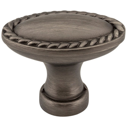 1-3/8" Overall Length Satin Nickel Oval Rope Detailed Lindos Cabinet Knob