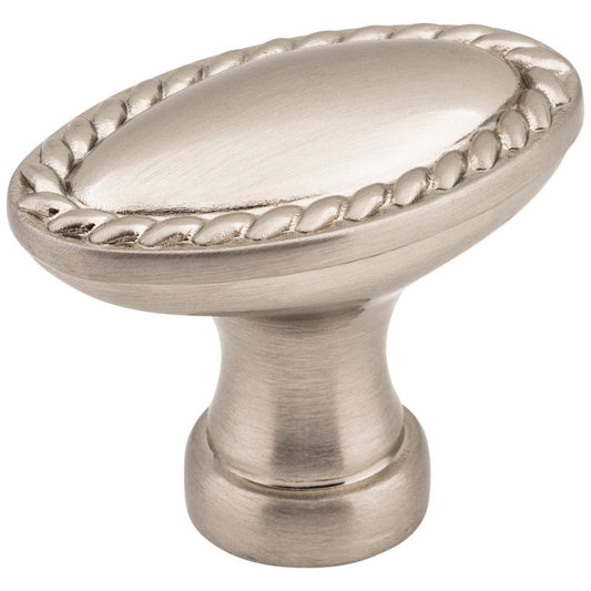 1-3/8" Overall Length Satin Nickel Oval Rope Detailed Lindos Cabinet Knob