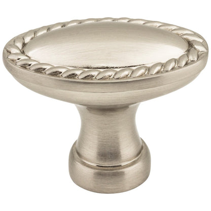1-3/8" Overall Length Satin Nickel Oval Rope Detailed Lindos Cabinet Knob