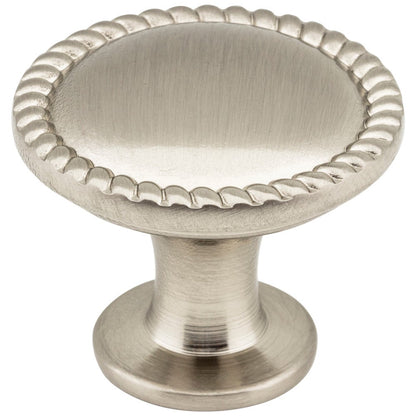 1-1/4" Diameter Satin Nickel Round Rope Detailed Lindos Cabinet Knob