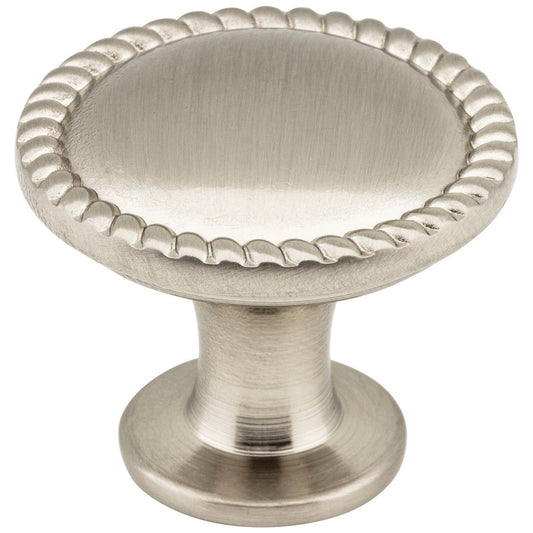 1-1/4" Diameter Satin Nickel Round Rope Detailed Lindos Cabinet Knob