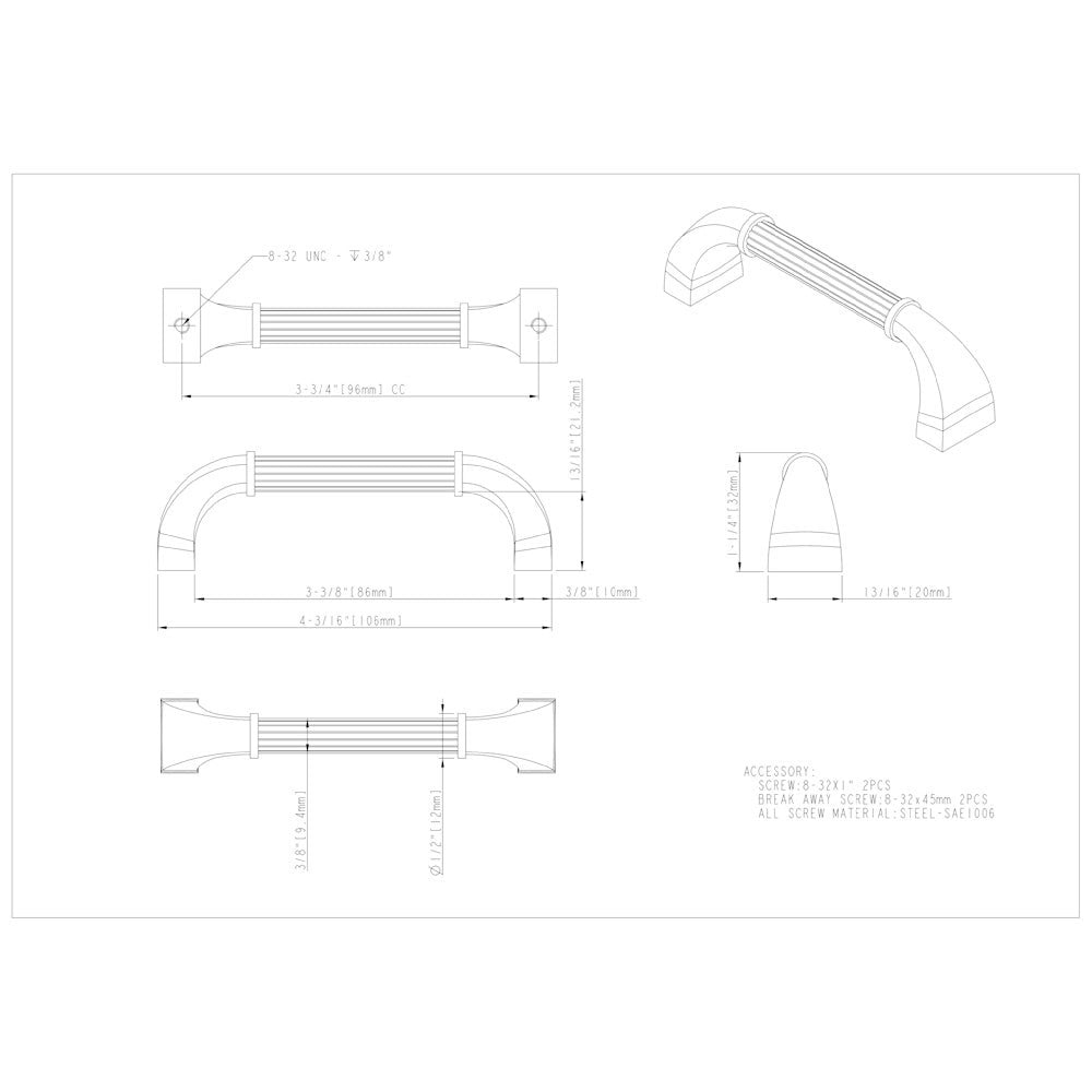 3" Center-to-Center Satin Nickel Cordova Cabinet Pull