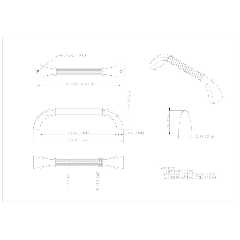 3" Center-to-Center Satin Nickel Cordova Cabinet Pull