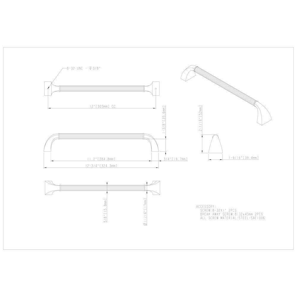 3" Center-to-Center Satin Nickel Cordova Cabinet Pull