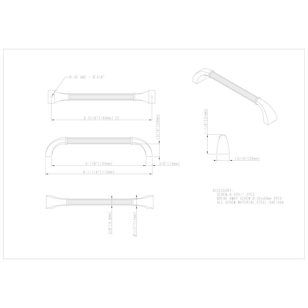 3" Center-to-Center Satin Nickel Cordova Cabinet Pull