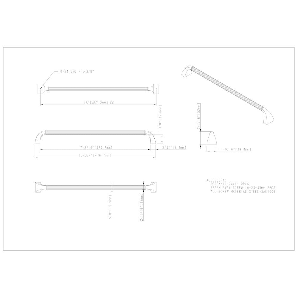 3" Center-to-Center Satin Nickel Cordova Cabinet Pull