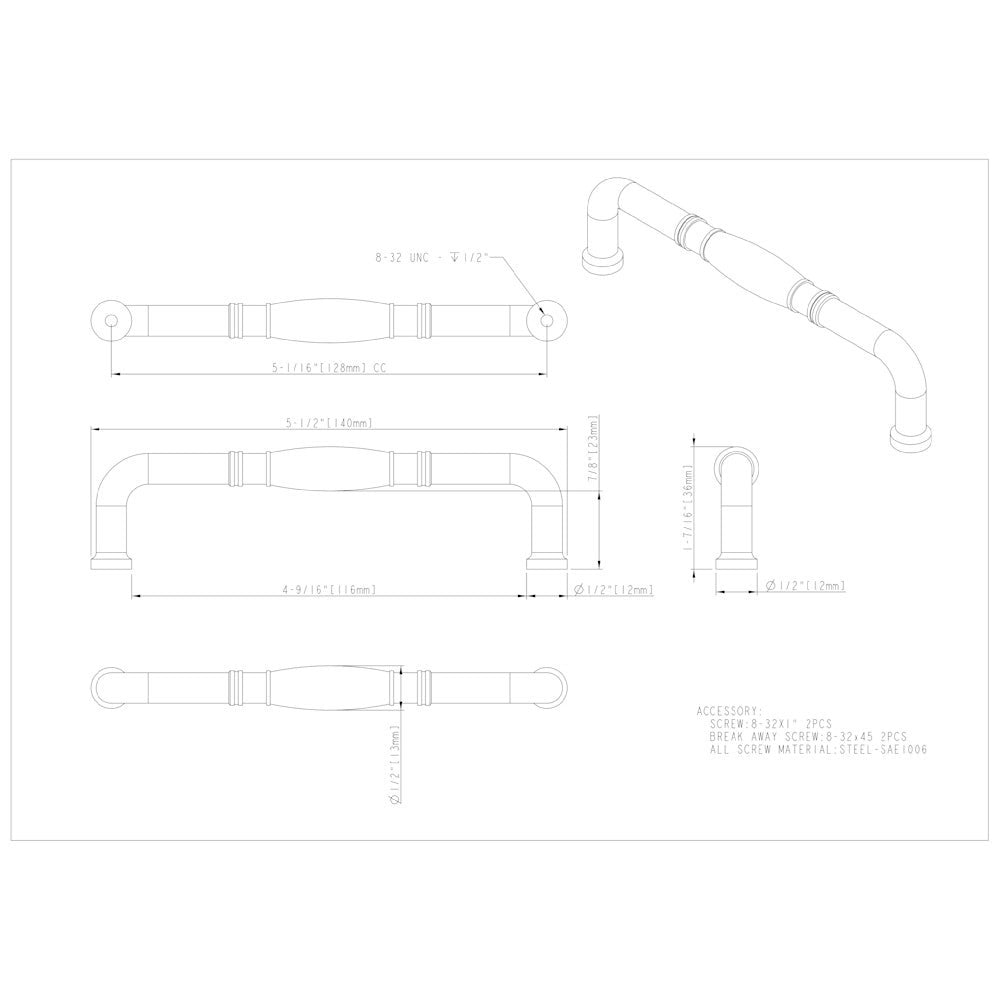 3" Center-to-Center Satin Nickel Durham Cabinet Pull