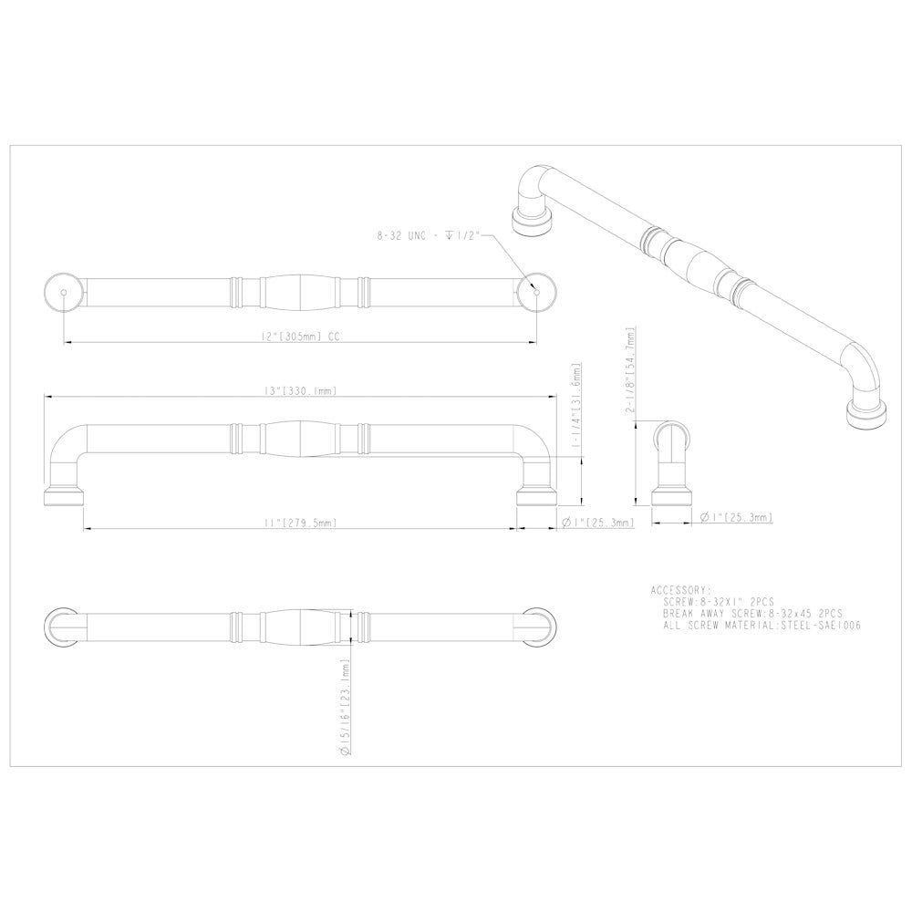 3" Center-to-Center Satin Nickel Durham Cabinet Pull