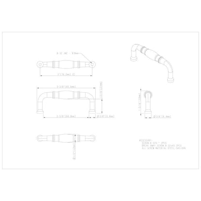 3" Center-to-Center Satin Nickel Durham Cabinet Pull
