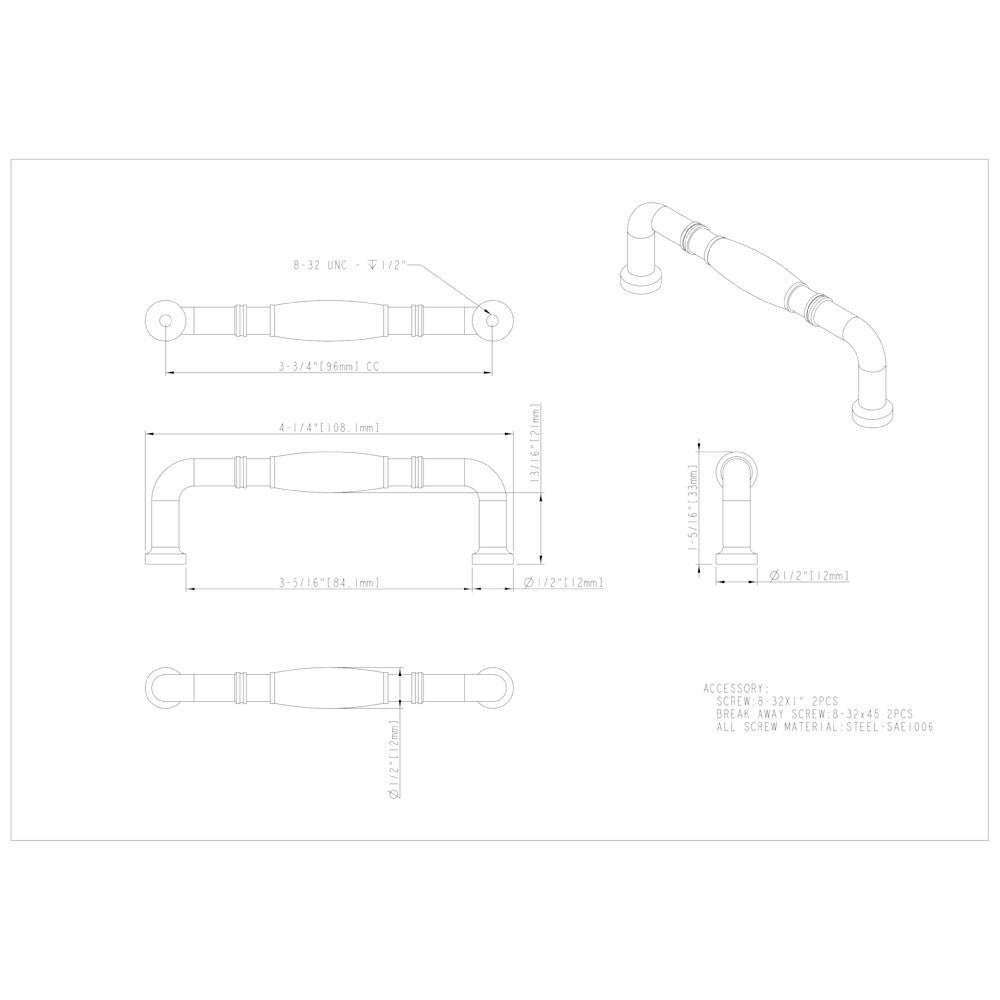3" Center-to-Center Satin Nickel Durham Cabinet Pull