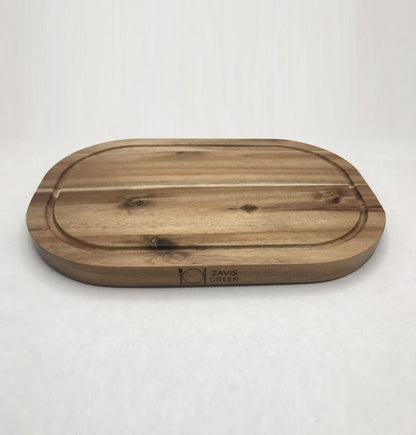 Zavis Green Acacia Wood Serving Rounded Cutting Board With Juice