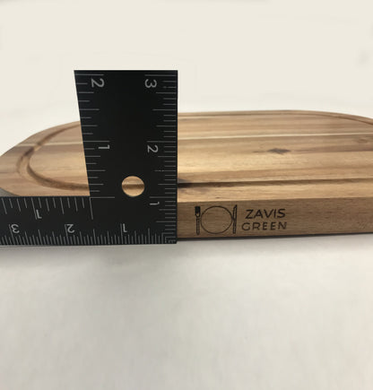 Zavis Green Acacia Wood Serving Rounded Cutting Board With Juice