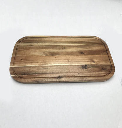 Zavis Green Acacia Wood Serving Rounded Cutting Board With Juice