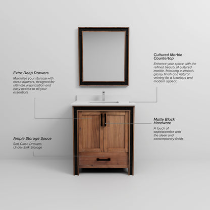 Ziva 30 in W x 22 in D Rustic Barnwood Bath Vanity