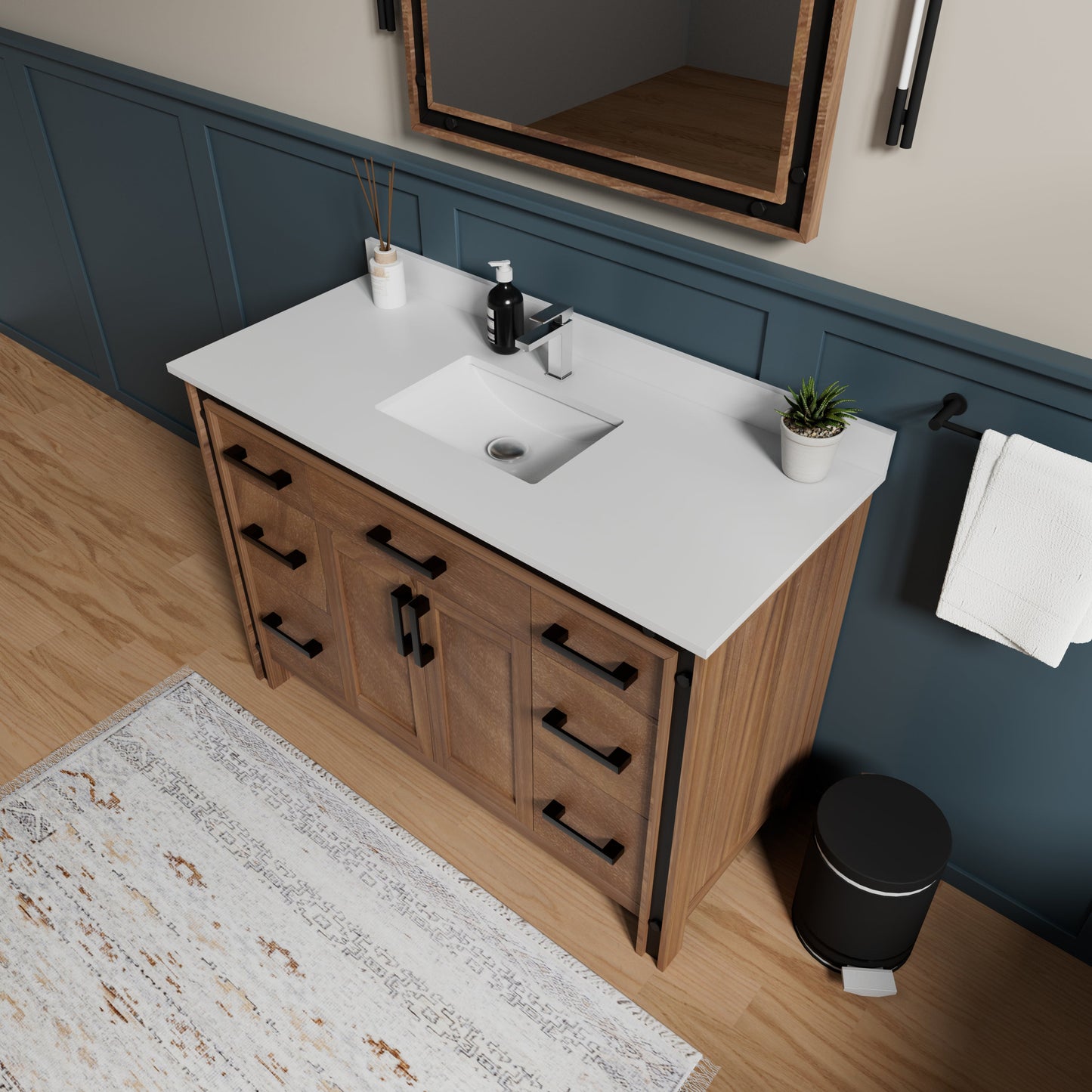 Ziva 48 in W x 22 in D Rustic Barnwood Bath Vanity