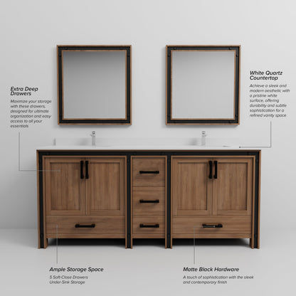 Ziva 80 in W x 22 in D Rustic Barnwood Double Bath Vanity