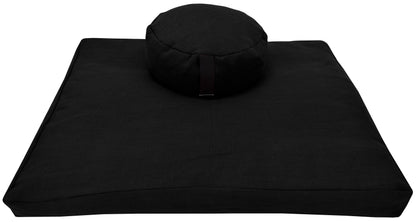 Hemp Meditation Cushion Set Zafu and Zabuton - Hemp fabric, Organic Buckwheat Hulls