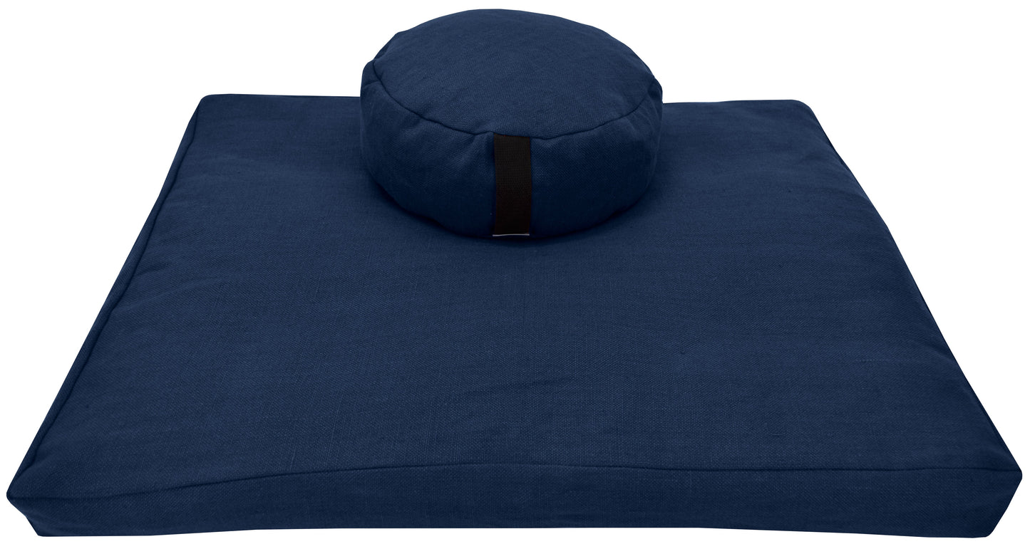 Hemp Meditation Cushion Set Zafu and Zabuton - Hemp fabric, Organic Buckwheat Hulls
